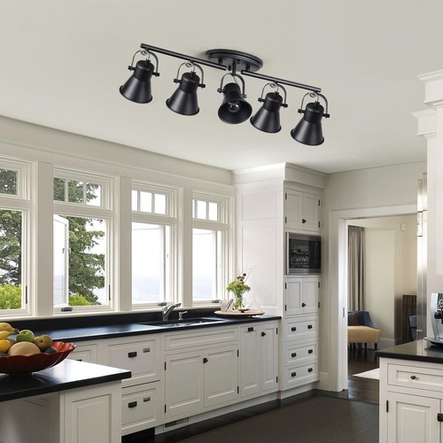 5light Track Lighting Kit Directional Ceiling Light Industrial Black Kitchen Tra - Picture 5 of 8