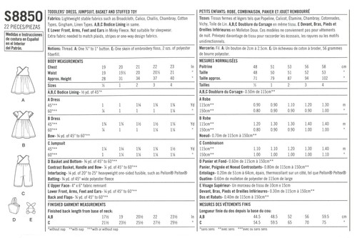 Simplicity S8850 Faux Wrap Dress, Jumpsuit w Bow Detail, Basket & Bunny Sz 1/2-4 - Bild 2 von 4