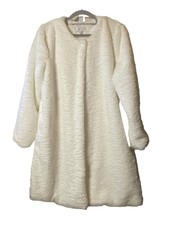 Nwt Fever Ivory Faux Fur Long Jacket Size L