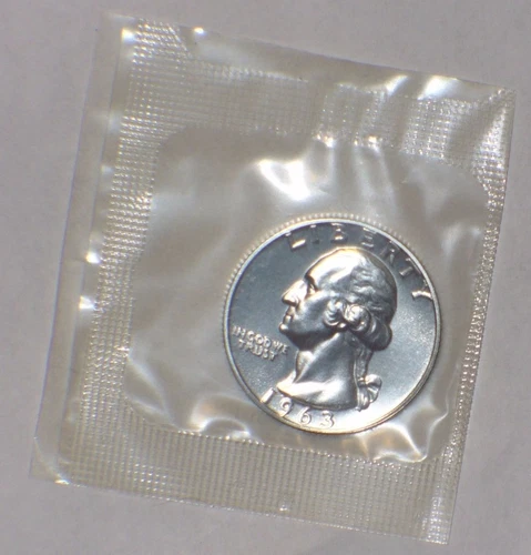 1963 Washington Proof Quarter U.S. Coin from Original Set Still in mint cello