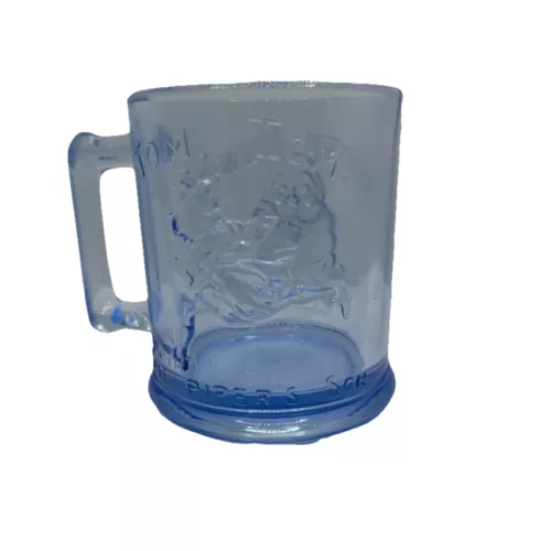 Vintage Tiara Nursery Rhyme Ice Blue Glass Humpty Dumpty Tom Tom Children's Mug