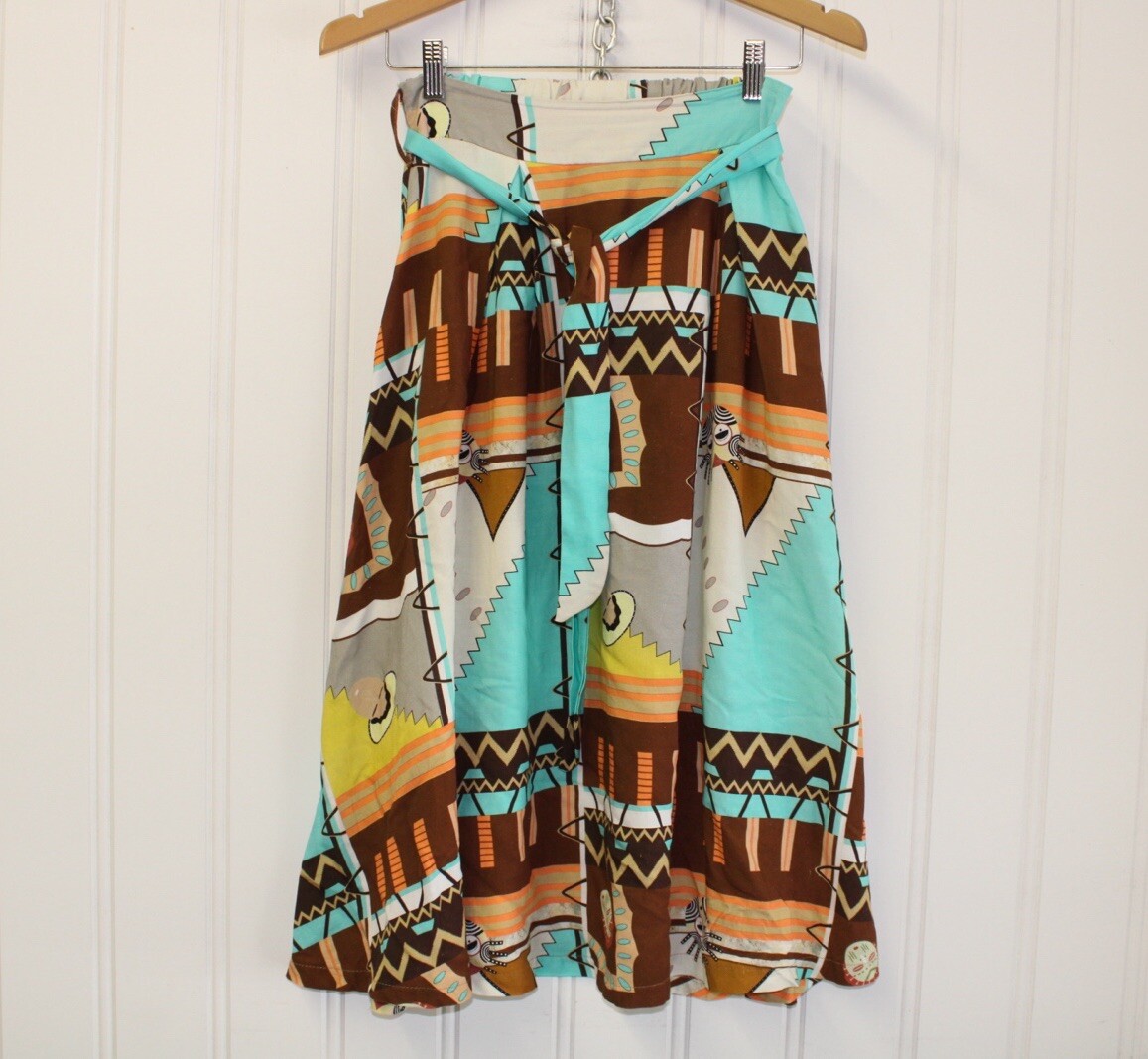Baci Linen Blend Aztec Patchwork Belted Maxi Skir… - image 9