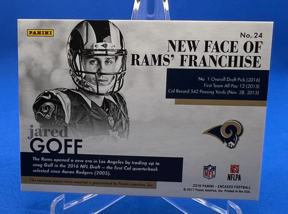 2016 panini encased Jared Goff RC Player Worn patch Super Rare only 04/10 beauty - Image 3 of 4