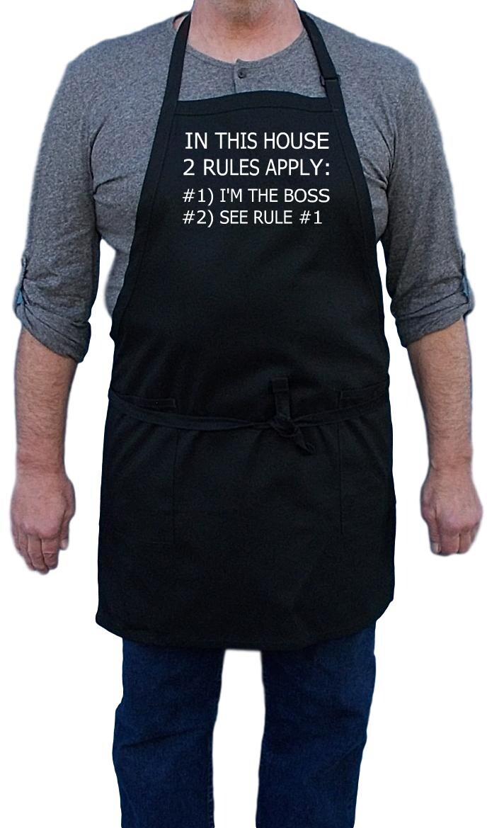 Funny White Apron I'm the Boss Novelty Kitchen Aprons 