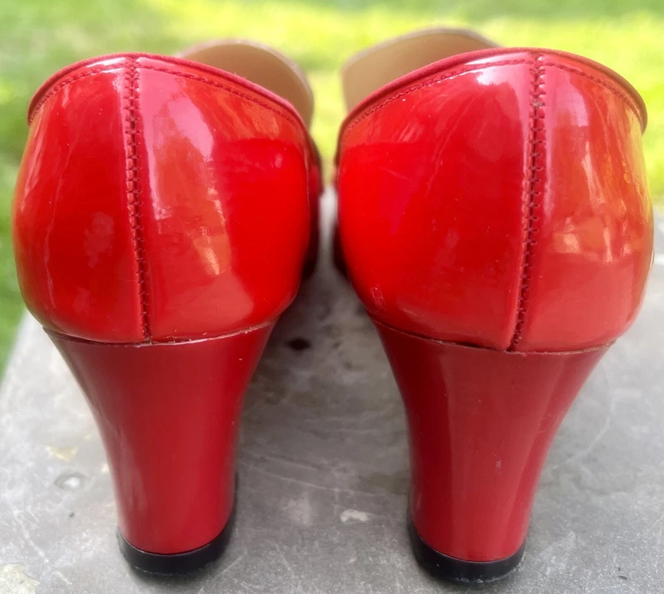 ZAPATOS DE CHAROL SINTÉTICO ROJO VINTAGE AÑOS 70 DISCO MOD GO GO Foto 3 de 4