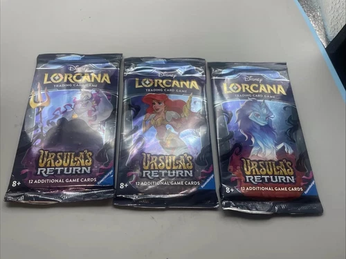 Ursula's Return booster packs from Disney's Lorcana TCG x 3 , factory sealed