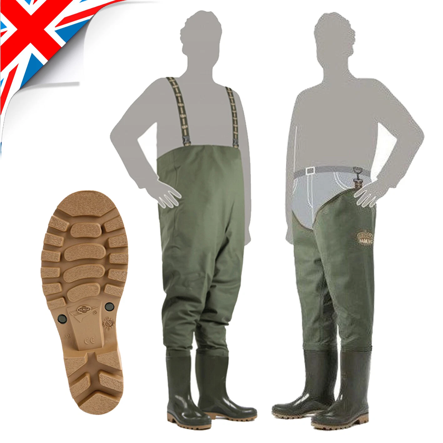 Strong PVC Chest Waders FISHING BOOTS Anglers and Hunters Waterproof Trousers
