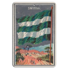 Vintage Smyrna: Nostalgic Landscape and Flag Art