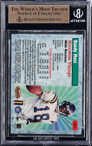1998 Bowman's Best Performers Randy Moss #BP5 Rookie BGS 9.5 Gem Mint NFL HOF - Picture 2 of 2