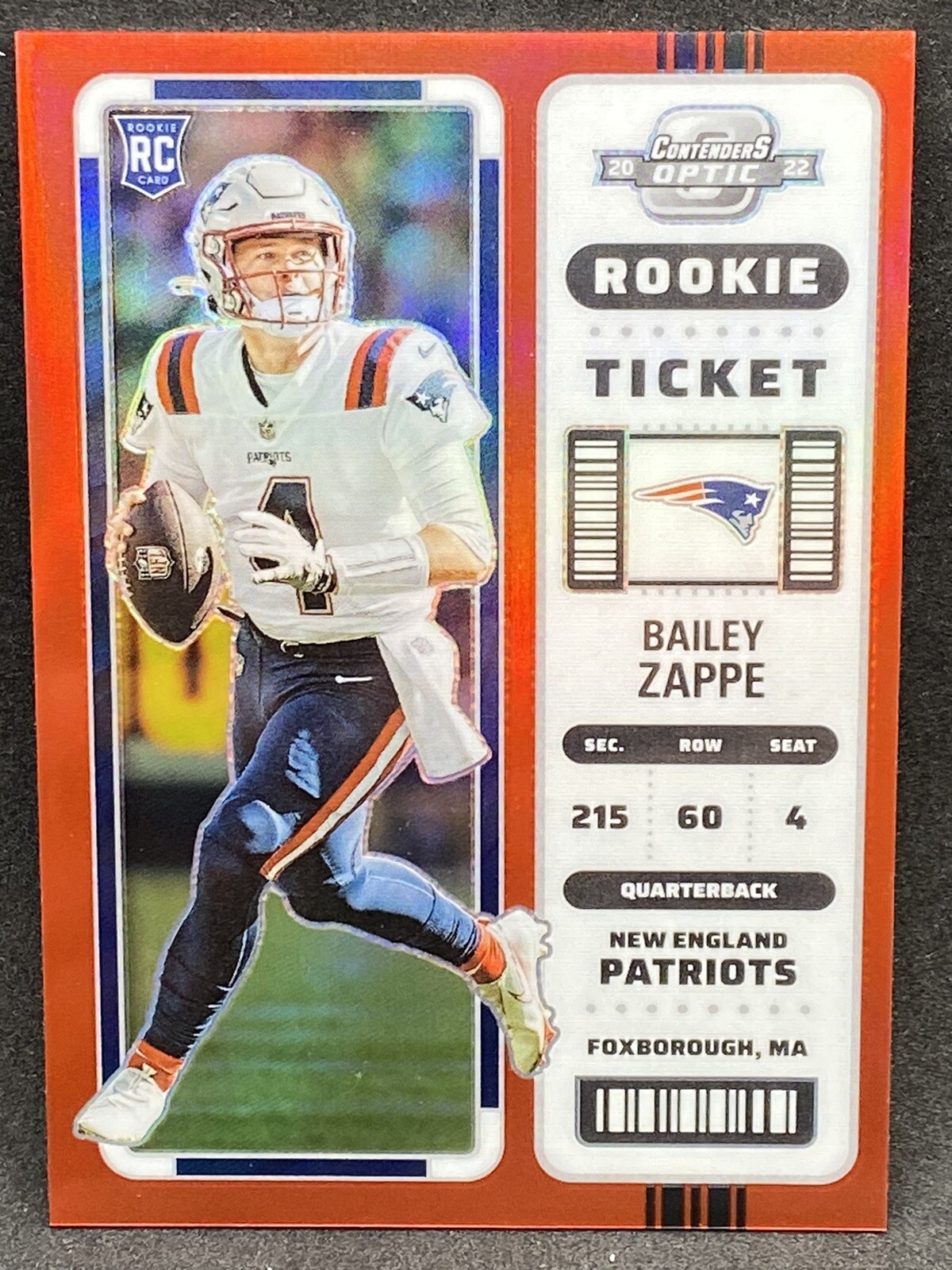 BAILEY ZAPPE 2022 PANINI CONTENDERS OPTIC ROOKIE TICKET RC RED PRIZM 160/175 #62