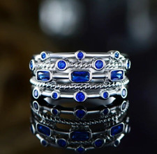 Glamorous Ring for Valentine Gifts 1.85 CT Simulated Sapphire 925 Silver Plated