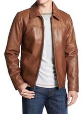 New Mens Leather Jacket real lambskin coat biker motorcycle racer cafe Slim