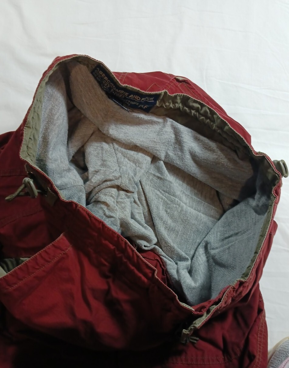 Rare Abercrombie & Fitch Pants Paratrooper Lined Maroon Cargo Tactical Medium 