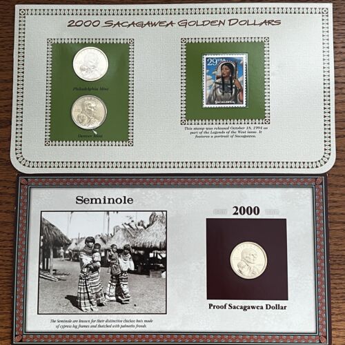 2000 P D S Native American Sacagawea Dollar Year Set Proof & BU US 3 Coin Lot - Picture 1 of 2