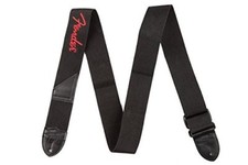 Genuine Fender 2" Black Poly Adjustable Guitar Strap with Red Fender Logo