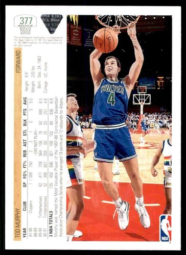 1991-92 Upper Deck Tod Murphy #377 - Picture 2 of 2