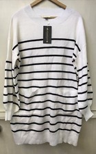 Baileys Blossoms Alredine White Black Striped Sweater Dress Tunic Size Large NWT