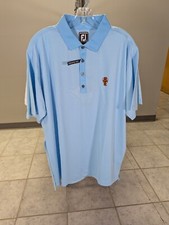 NWT MEN'S FOOTJOY POLO, SIZE: XL, COLOR: LIGHT BLUE/WHITE M16 