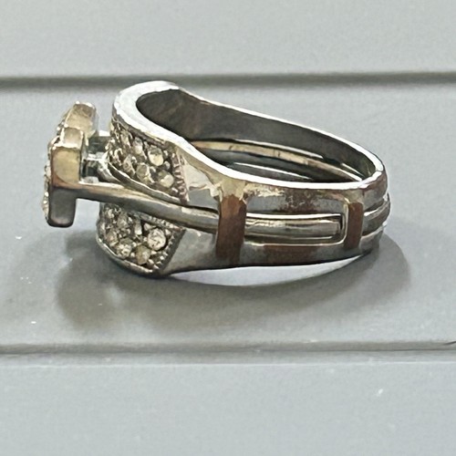 Vintage Silberfarben Schleife Maß Strass Ring (Größe: 7) BESCHREIBUNG LESEN - Bild 5 von 8