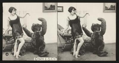She loved her teddy bear Woman Model c1900 Old Photo 2