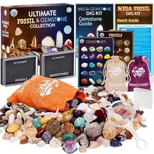 Science Kidz Ultimate Rock Collection Kit - Over 150 Gemstones & Fossils