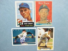 DICK GROAT/ROY FACE/DOUG DRABEK/BOB PATTERSON Pittsburgh Pirates Signed Cards