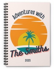 Custom Family Travel Journal Rule Lined Spiral Notebook for an Adventure Diary