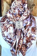 Wild Rag Scarf Western Cowboy Bandana Buckaroo Scarves Cowgirl silky Paisley 42"