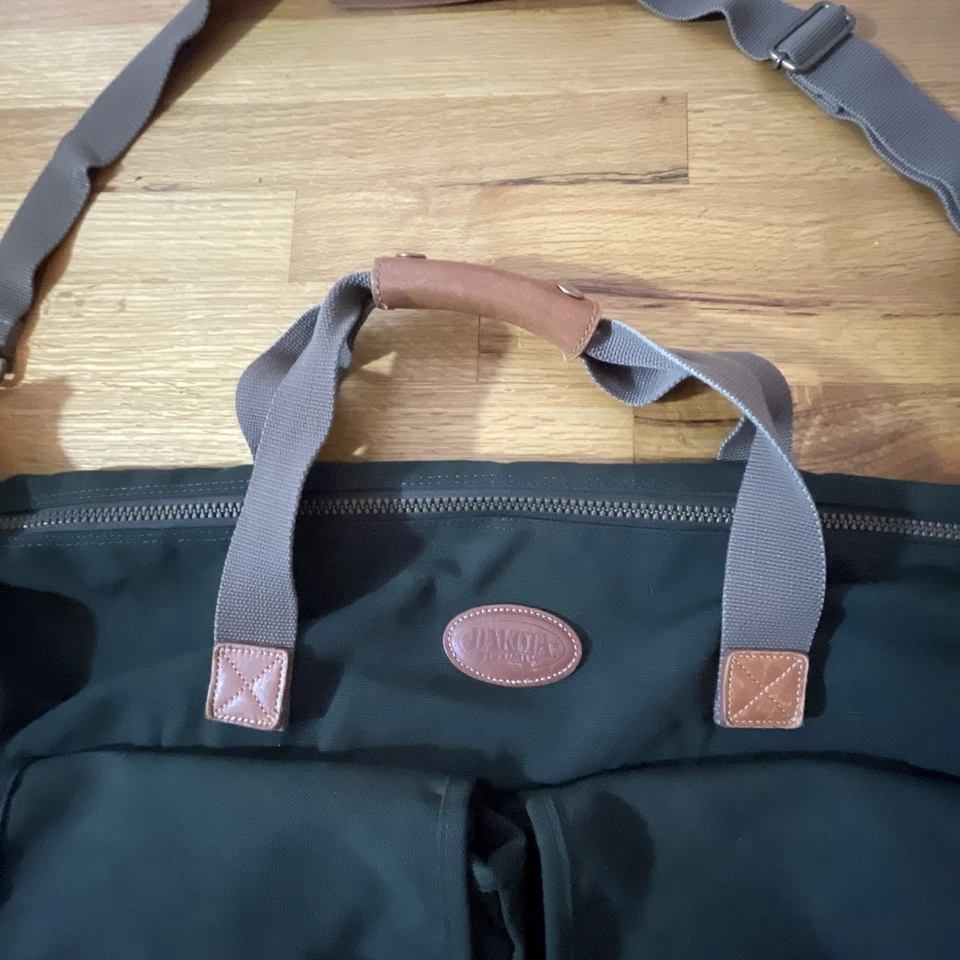 Bolso de Lona Vintage DAKOTA by TUMI Weekender Lona Cuero Genuino Grande Verde Foto 4 de 4