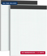Graph Paper Notebook 8.5 x 11 Grid Paper Pad Quad Ruled, 2 Pack, 30 Sheets per P