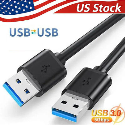USB 3.0 A Male to A Cable Lot Data Transfer Super Speed Power Charger Metal 3FT