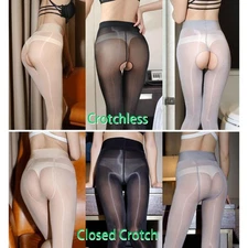 High Gloss Silky Tights To Waist Ultra Sheer Pantyhose Shiny Stretch Seamless
