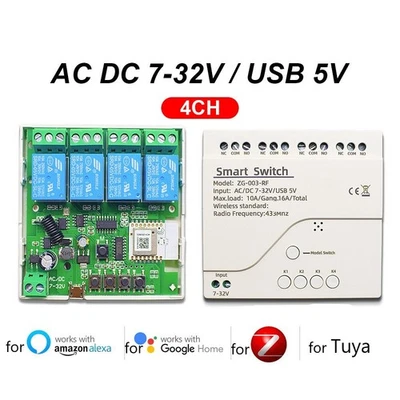 SMART FOR TUYA Für TUYA kompatibles 4-Kanal Relaismodul zur smarten Sprachsteuerung von Hausha