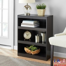 Framed 3-Shelf Bookcase Adjustable Shelves Closed Back Storage Stylish Furniture