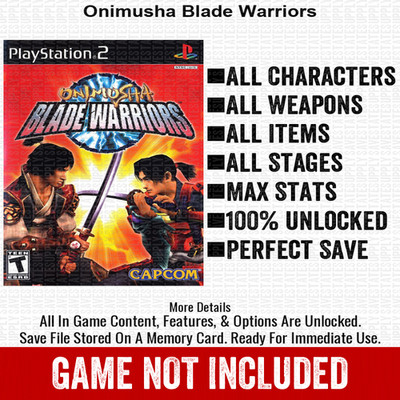 Onimusha Blade Warriors 100% PS2 Memory Card All CHEATS ITEMS