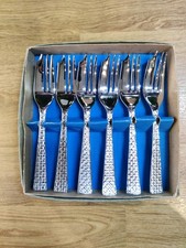 Vintage Sheffield England Dessert Forks Set of 6 Stainless Chromium Plate Boxed