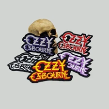 Ozzy Osbourne embroidered patch, sew on and iron on.  Handmade with embroidered