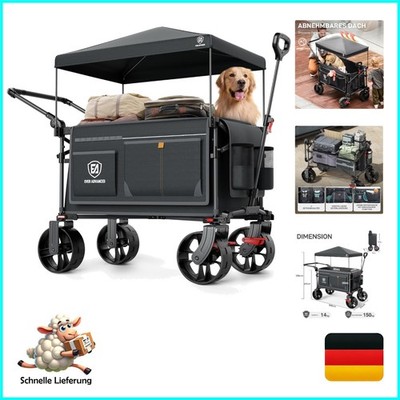 XXL Faltbarer Bollerwagen 225L 150kg Ever Advanced Schiebe & Ziehwagen mit Da...