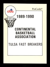 1989-90 Procards CBA Tulsa Fast Breakers 141 Tulsa Fast Breakers Checklist CL BX