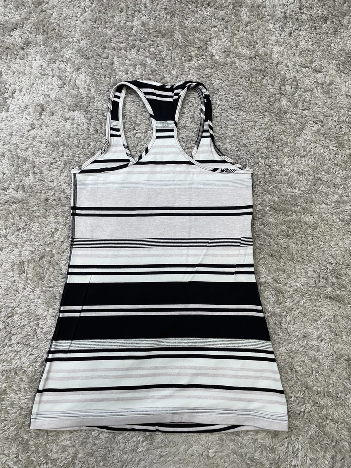 Camiseta sin mangas a rayas espalda deportiva para mujer mediana negra blanca gris yoga correr Foto 4 de 4