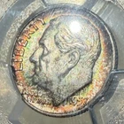 1957-D 10C Roosevelt Silver Dime PCGS MS66 - Rainbow Toned
