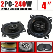 4" Car Door Coaxial Speakers 240W HiFi Stereo Audio System & Dust Covers &Cables
