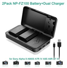 2Pack NP-FZ100 Battery Dual Charger for Sony Alpha 9 A6600 A7R IV A9S A9R A7 III
