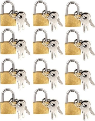 Litoexpe 12 Pieces Mini Locks with Keys, Small Solid Brass Padlock Suitcase Lock