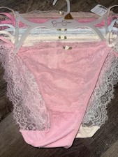 Jessica Simpson Womens String Bikini Underwear Panties Nylon Blend Lace 5-Pair L