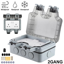 IP66 Waterproof Outdoor 13A 1/2Gang Storm Switched Socket Single Double Outside