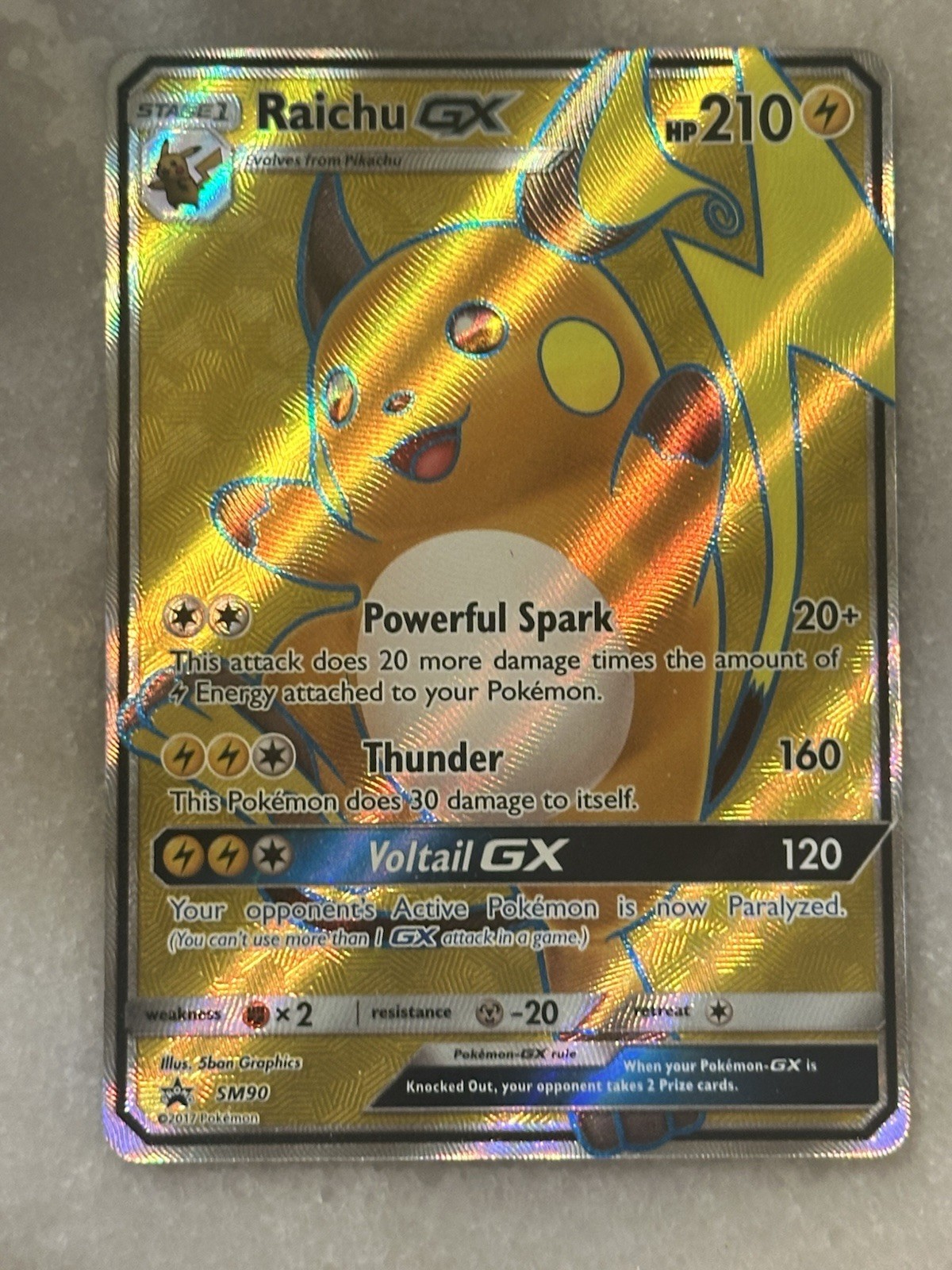 2017 Pokémon Raichu GX Full Art Holo Rare SM90 - Black Star Promo - NM