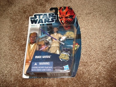STAR WARS 2012 THE CLONE WARS FIGURE ''MACE WINDU CW8''  WITH JANGO FETT HELMET