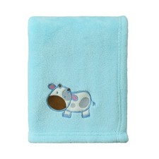 Fleece Baby Blanket 30x40 Inch Blue Cow Cozy Fluffy Warm Crib Stroller Bedding