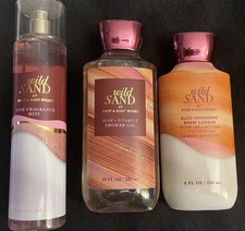 NEW! Lot Of 3 - Bath & Body Works WILD SAND Mist, Lotion, Shower Gel